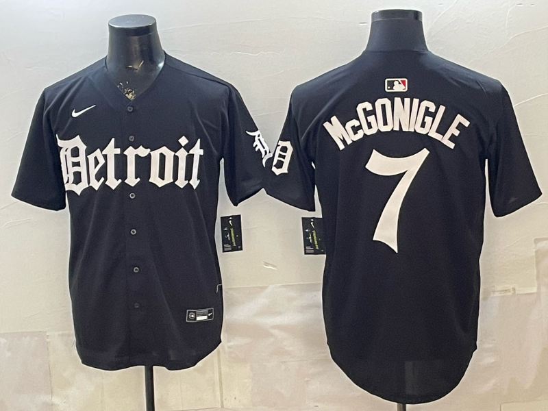 Men Detroit Tigers #7 McGonigle black Game Nike MLB Jersey 0402002->->MLB Jersey